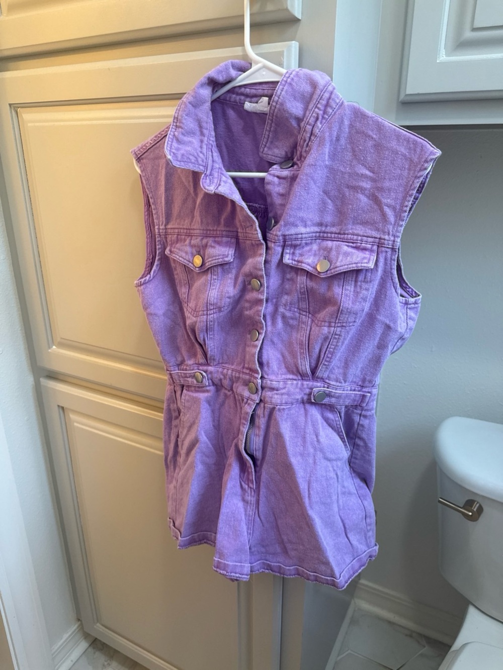Sleeveless Lavender Denim romper